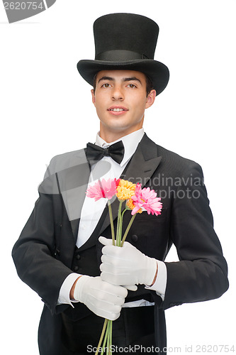 Image of magician with flowers