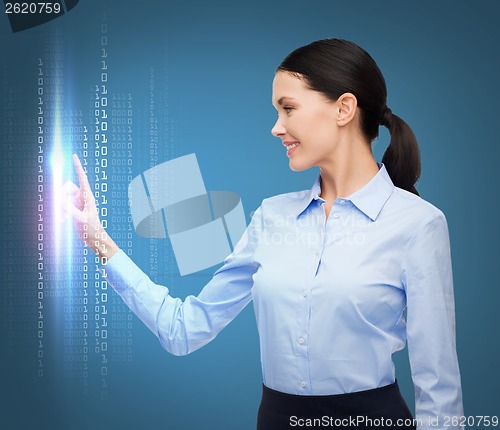 Image of woman working with imaginary virtual screen