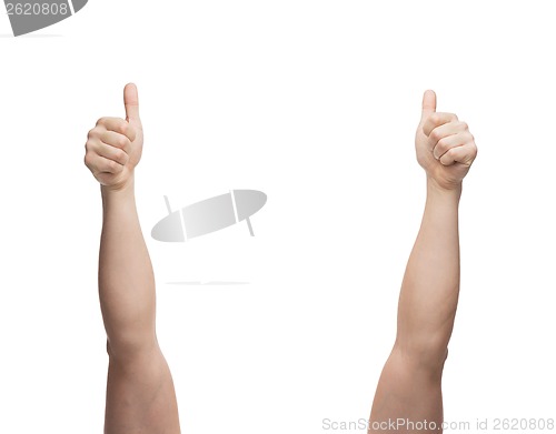 Image of man hands showing thumbs up