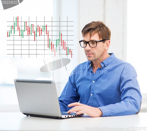 Image of man working with laptop at home