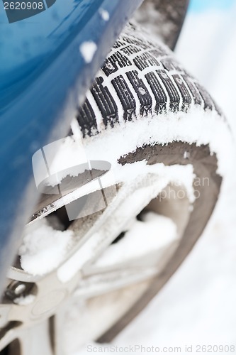 Image of closeup of car winter tire