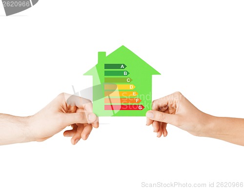 Image of hands holding green paper house