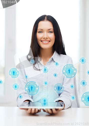 Image of businesswoman or student with tablet pc comuter