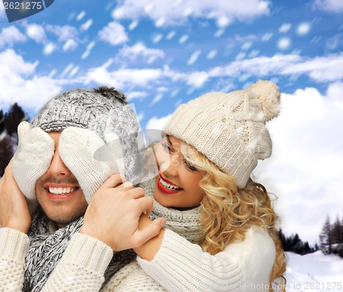 Image of family couple in a winter clothes