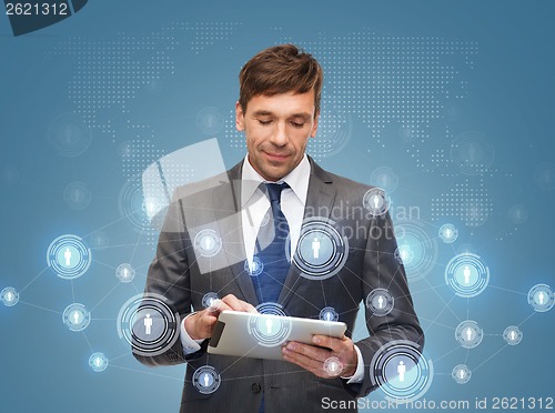 Image of buisnessman with tablet pc