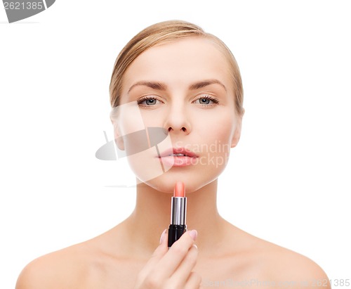 Image of beautiful woman with lipstick