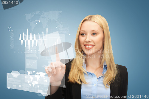 Image of businesswoman working with visrtual screen