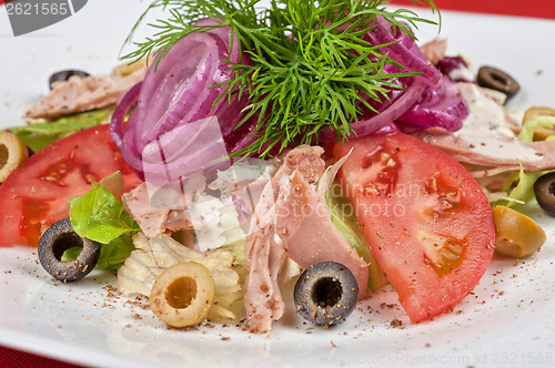 Image of chicken meat filet salad