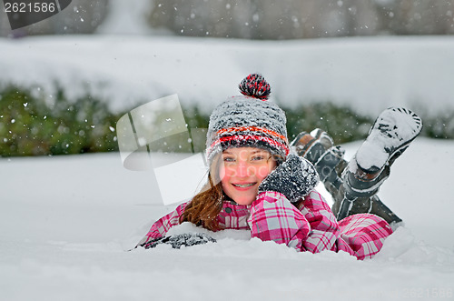 Image of cute girl in snow