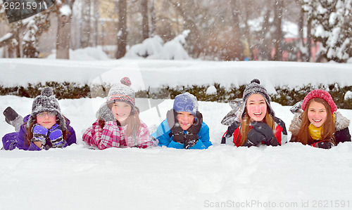 Image of children on snow in winter time