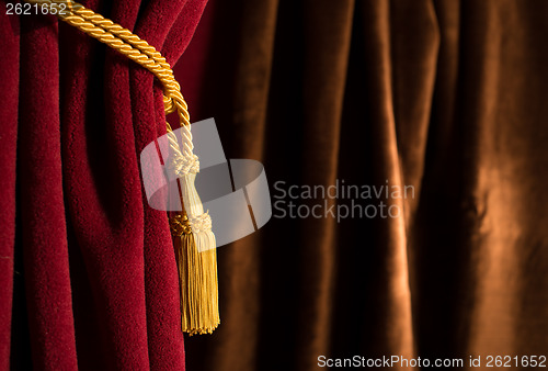 Image of Red and brown theatre curtain