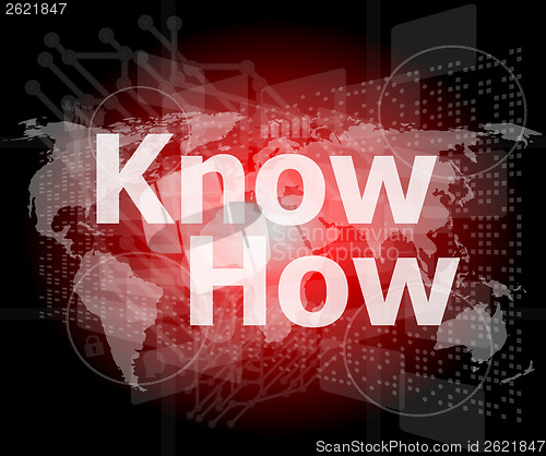 Image of The word know how on digital screen, social concept