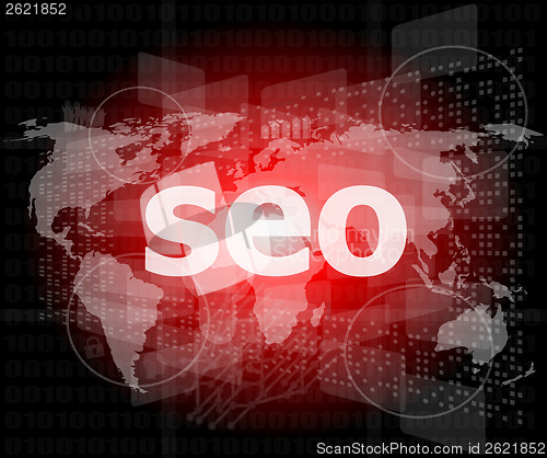 Image of The word seo on digital screen, it concept
