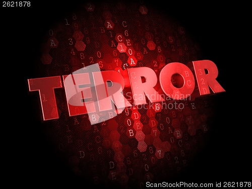 Image of Terror on Red Digital Background.