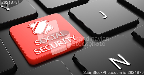 Image of Social Security on Red Keyboard Button.
