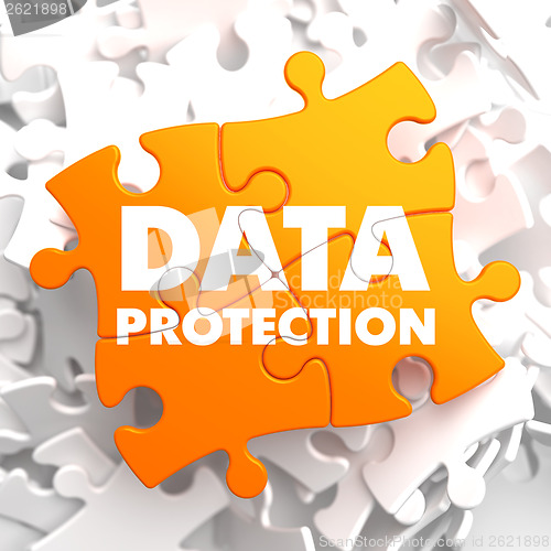 Image of Data Protection on Orange Puzzle.