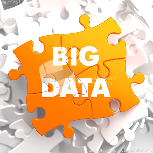 Image of Big Data on Orange Puzzle.