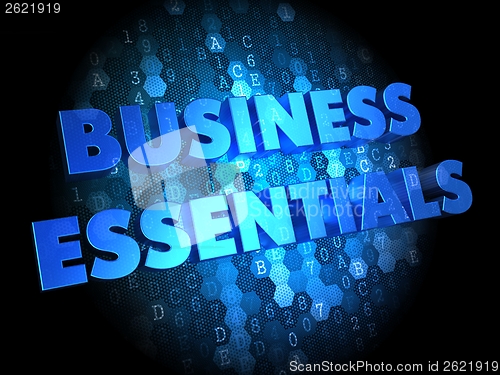 Image of Business Essentials on Digital Background.