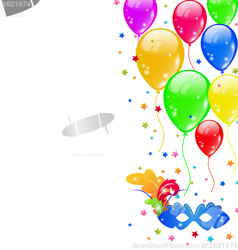 Image of Carnival background with mask and  balloons
