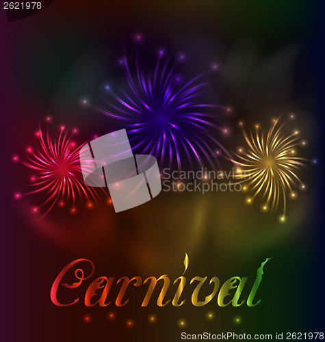 Image of Colorful fireworks background for Carnival party 