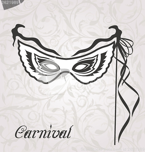 Image of Venetian carnival or theater mask with ribbons