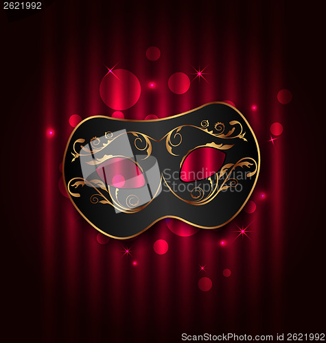 Image of Black carnival ornate  mask on glowing background 