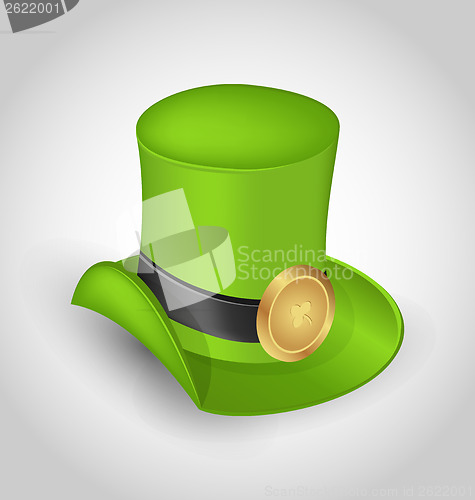 Image of Green hat with buckle in saint Patrick Day - isolated on white b