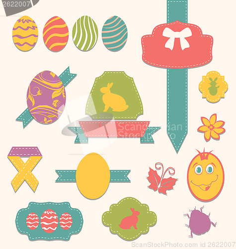 Image of Easter scrapbook set - labels, ribbons and other elements (2)