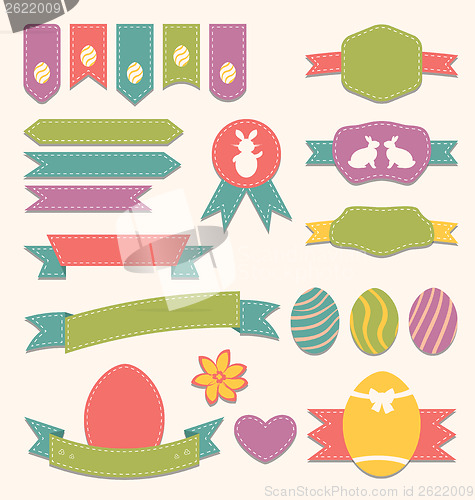 Image of Easter scrapbook set - labels, ribbons and other elements (3)