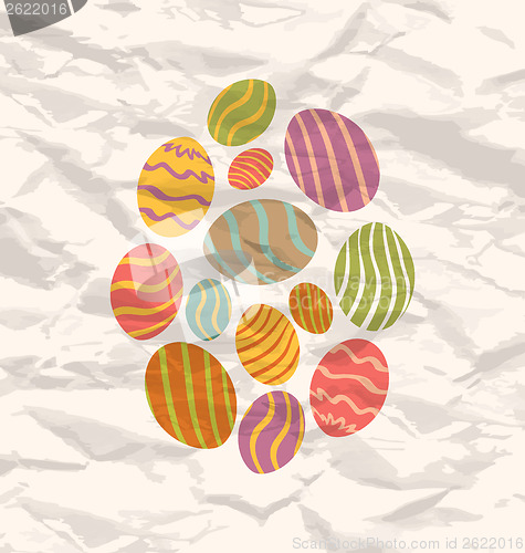 Image of Set Easter eggs, vintage celebration background 