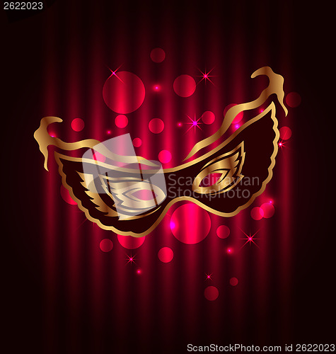 Image of Carnival or theater mask on glowing background