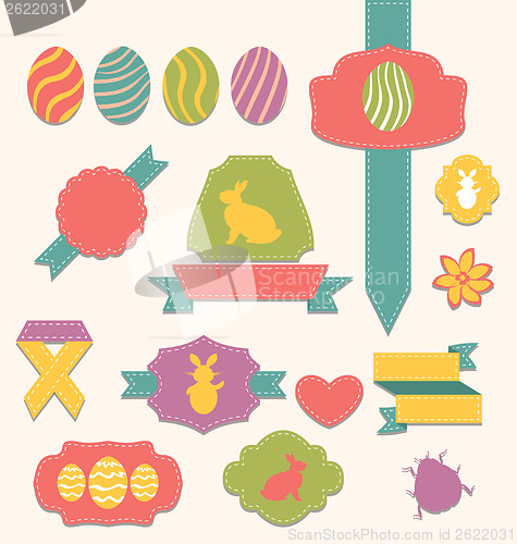 Image of Easter scrapbook set - labels, ribbons and other elements (1)