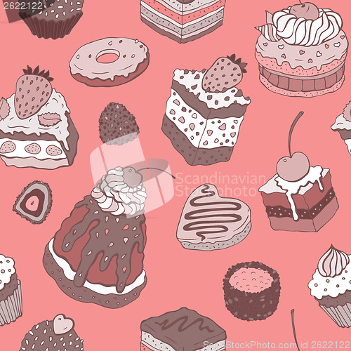 Image of Cute cake. Seamless background.