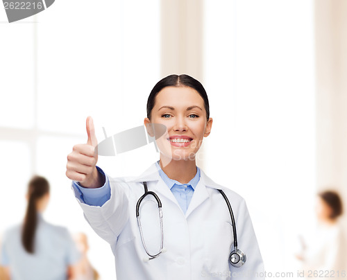 Image of smiling female doctor with stethoscope