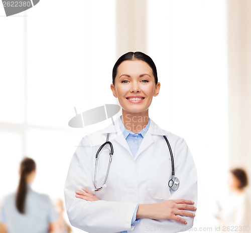 Image of smiling female doctor with stethoscope