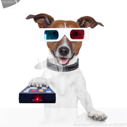 Image of remote control 3d glasses tv movie dog 