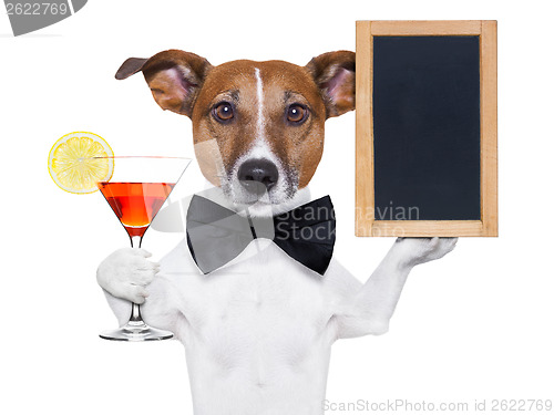 Image of cocktail dog with blackboard 