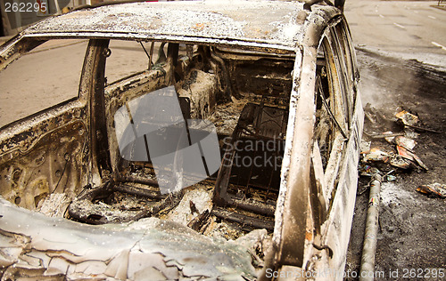 Image of burnt-out car