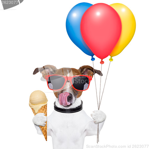 Image of dog with ice cream