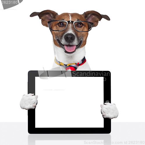 Image of business dog tablet pc ebook touch pad