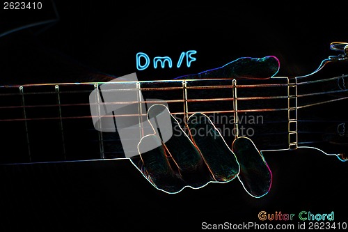 Image of Guitar chord on a dark background