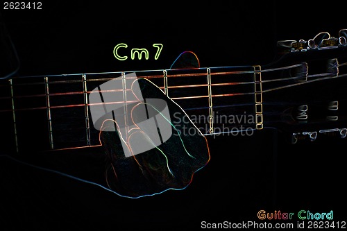 Image of Guitar chord on a dark background