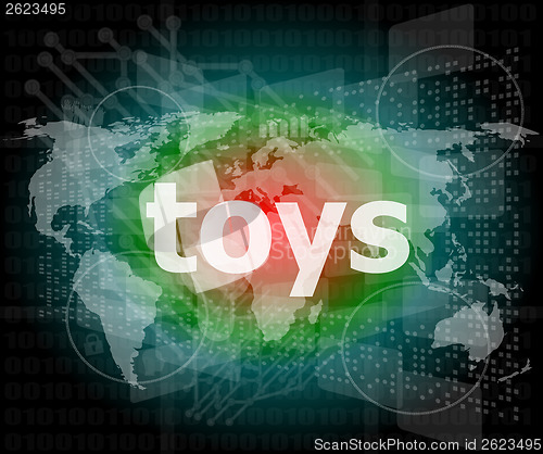 Image of Marketing concept: words toys marketing on digital screen