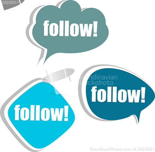 Image of follow. Set of stickers, labels, tags. Template for infographics