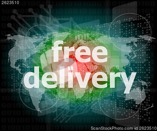 Image of free delivery word on a virtual digital background