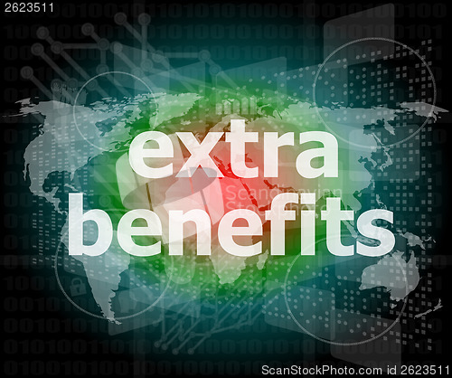 Image of extra benefits slogan poster concept. Financial support message design