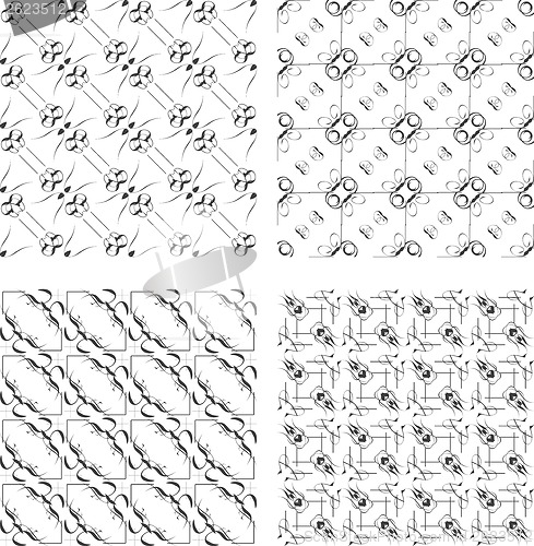 Image of Set of monochrome geometric seamless patterns