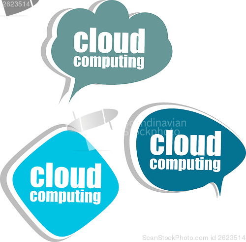 Image of cloud computing. Set of stickers, labels, tags. Template for infographics