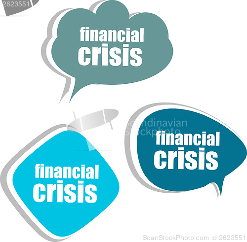 Image of financial crisis. Set of stickers, labels, tags. Template for infographics