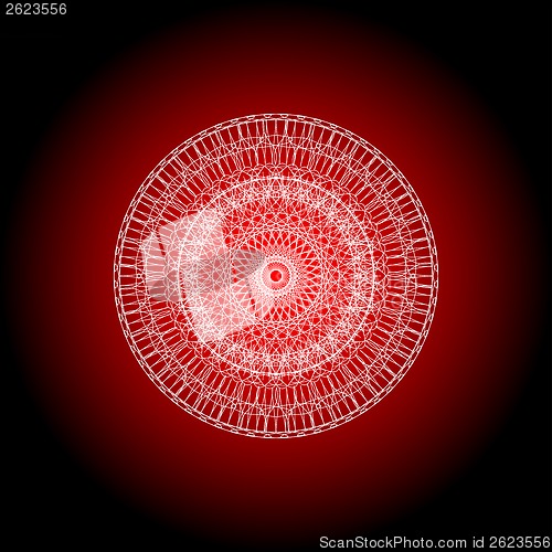 Image of red mandala, bright circular ethnic pattern native indian ornament